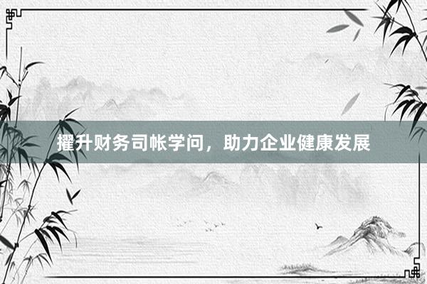 擢升财务司帐学问，助力企业健康发展